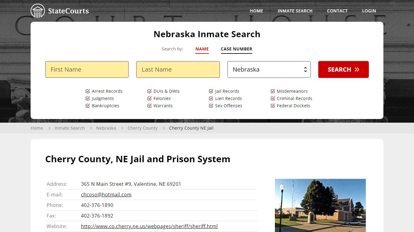 Cherry County NE Jail Inmate Records Search, Nebraska - StateCourts